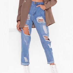 Nasty Gal Girl Talk Distressed Mom Jeans Size 10